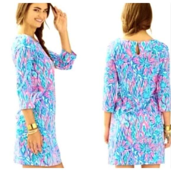 **Lilly Pulitzer** 3/4 Sleeve BAY DRESS Tiki Pink in Shake It Up Print Size XL - Picture 5 of 6
